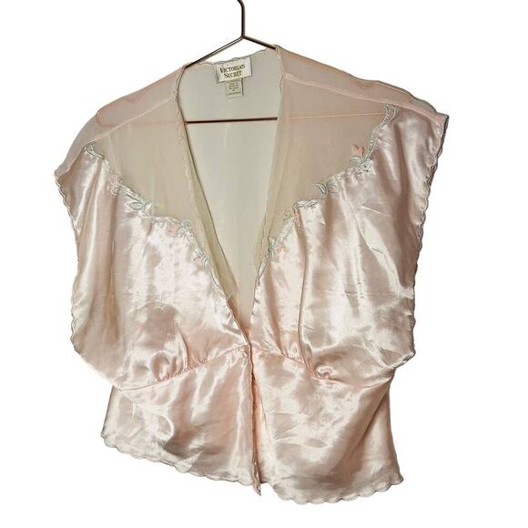 Vintage Victoria’s Secret Gold Label Floral Satin Sheer Button Front Top size SP - Picture 1 of 8